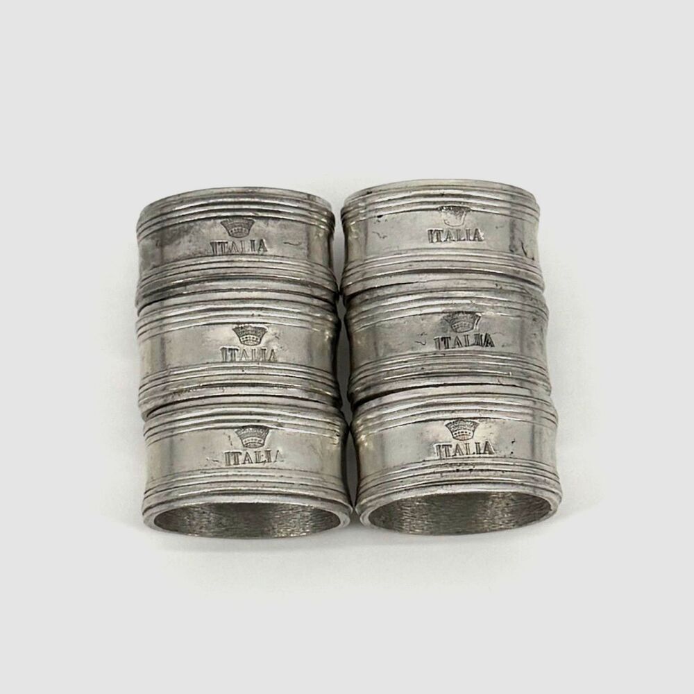 Vintage Italian Pewter Napkin Rings Set of 6